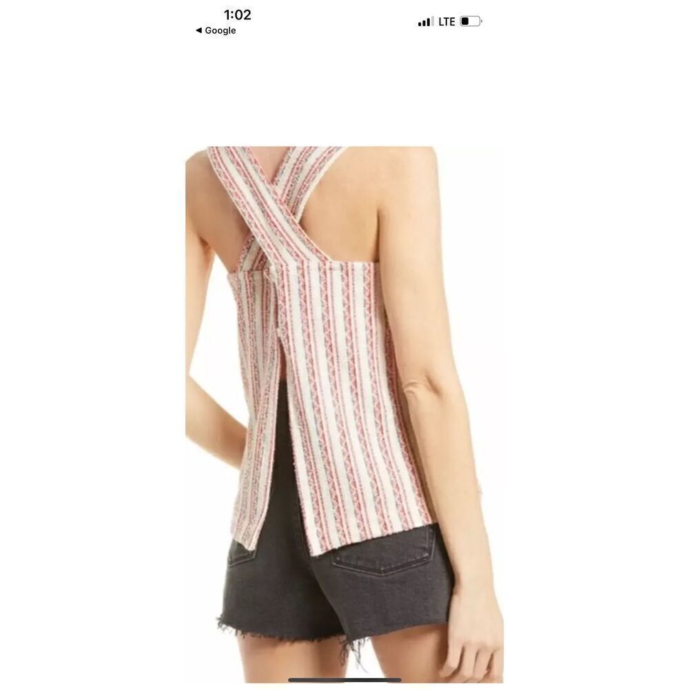 Madewell Boucle Striped Tank Top Criss Cross Back Medium